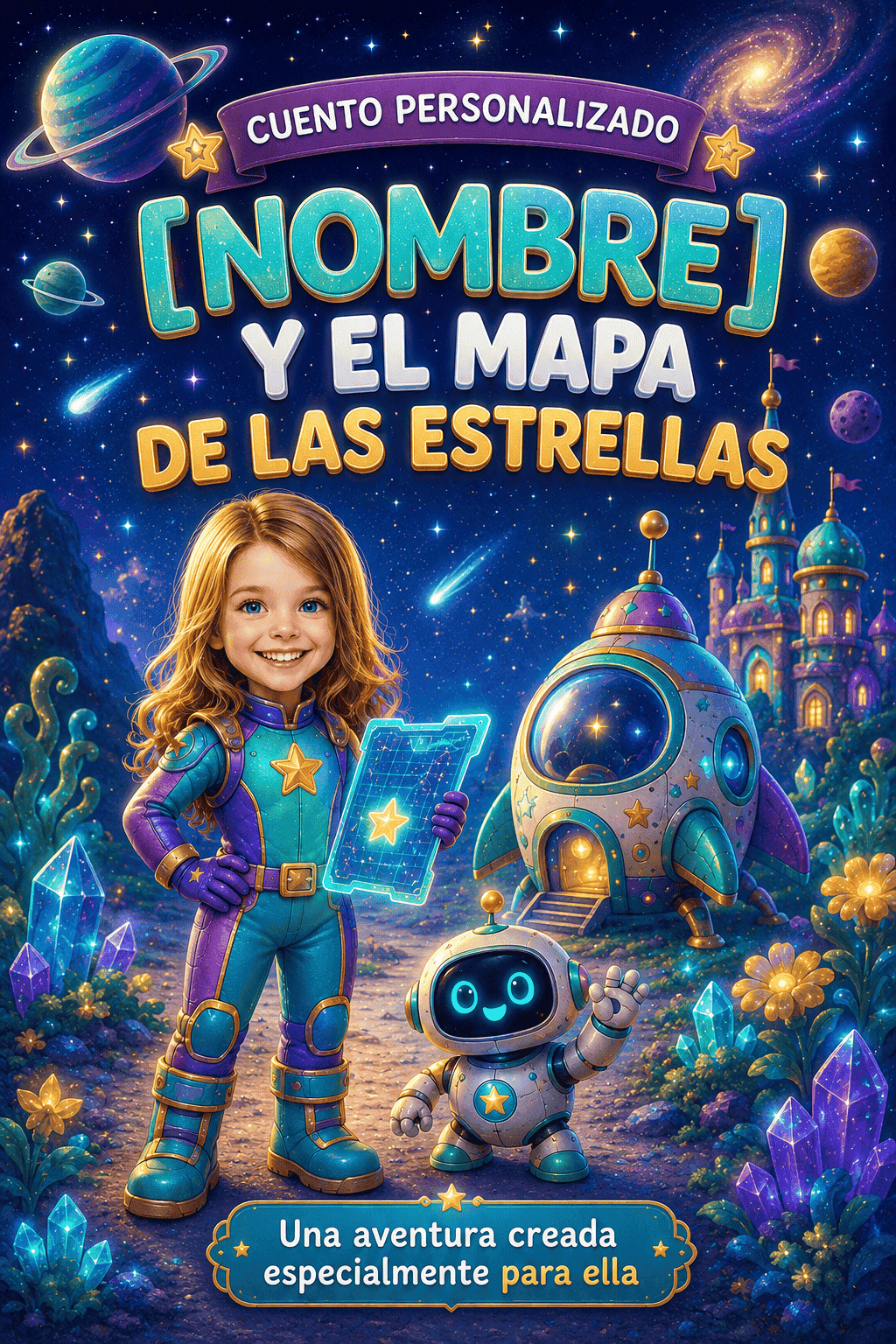 Portada de cuento espacial personalizado