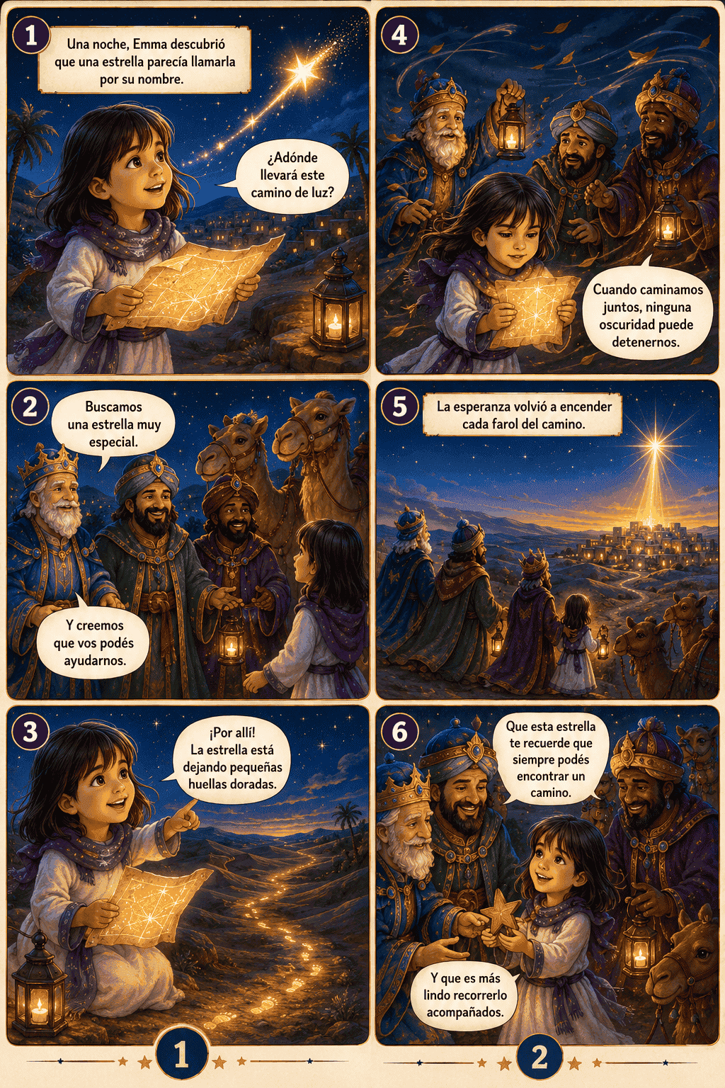 Páginas de Emma siguiendo la estrella con los Reyes Magos